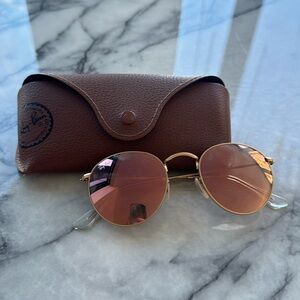 RAY BAN ROUND FLASH ROSE GOLD/BRONZE SUNGLASSES STYLE RB3447